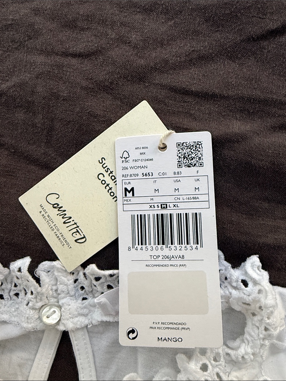Mango White Eyelet Ruffle Sleeveless Top with Knit Body - Picture 2 of 5